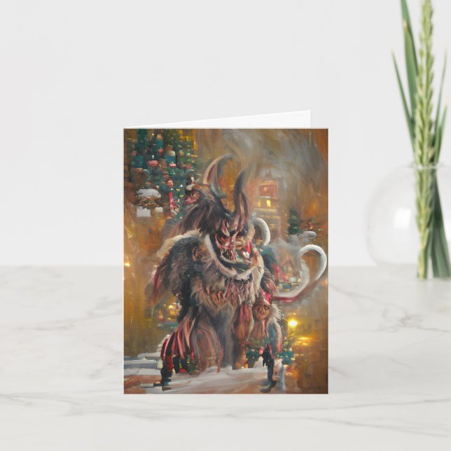 Greetings from Krampus, 4" x 5.6" Folded Card Kort (Framsida)