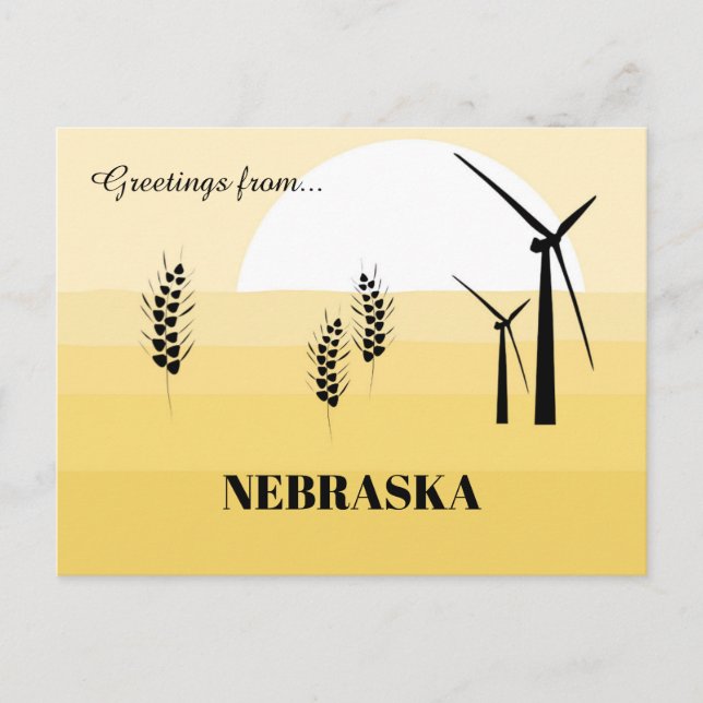 Greetings from Nebraska State Sunny Monochromatic  Vykort (Framsida)