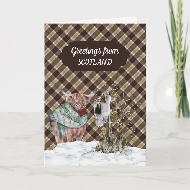 Greetings From Scotland Bannockbane Tartan Christm Helgkort (Framsida)