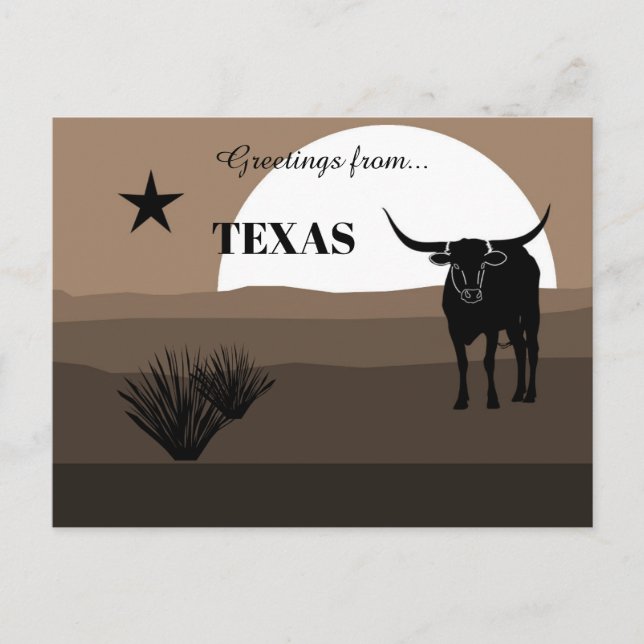 Greetings from Texas State Earth Tones Vykort (Framsida)