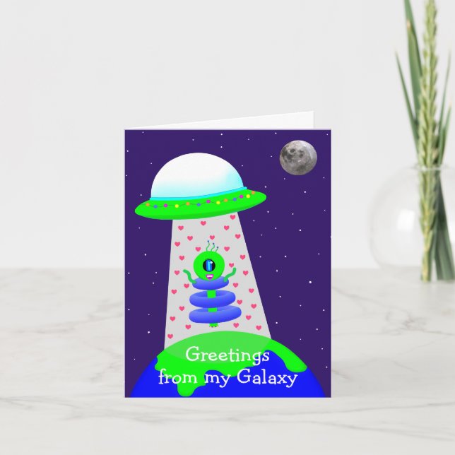 Greetings Galaxy-utlänningskort från födelsedagen, Kort (Framsida)