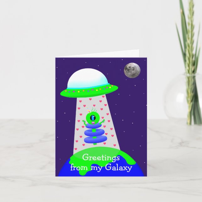 Greetings Galaxy-utlänningskort från födelsedagen, Kort (Framsida)