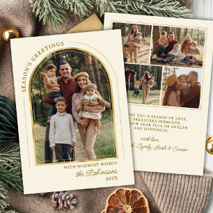 Greetings Guld Arch-foto för Modern Elegant Season Julkort