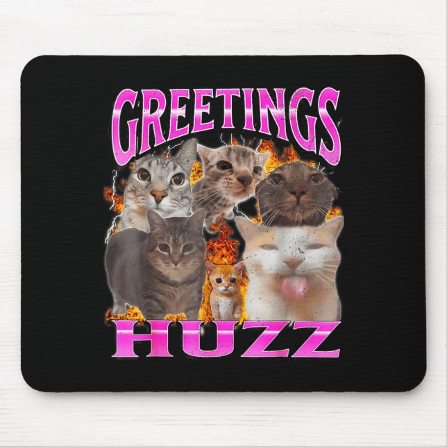 Greetings Huzz Funny Cat Meme Bootleg Graphic Men  Musmatta (Framsidan)