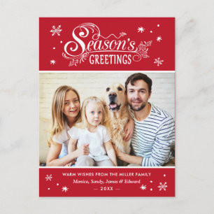 Greetings-julfamiljfoto för klassiska säsonger vykort