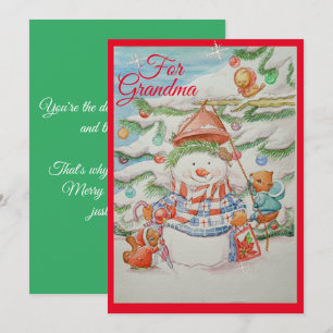 Greetings-kort för mormor jul tack kort