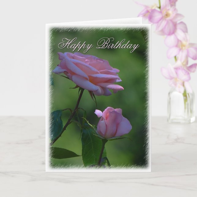 Greetings-kort för rosa ros-födelsedagar kort (Orkide)