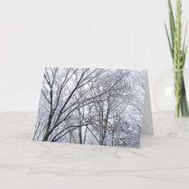 Greetings-kort för snö-täckt eksäsong i Träd Helgkort