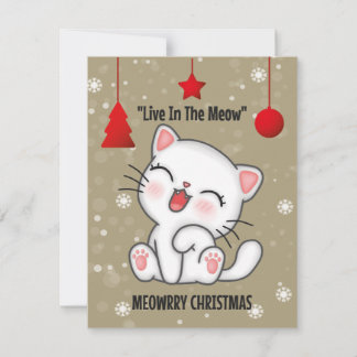 Greetkort för "FUNNY CAT MEOWRY CHRISTMAS" Julkort