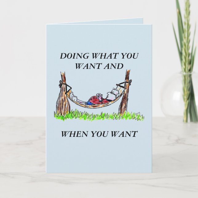 GREETKORT - HAMMOCK OCH LYCKLIG PENSION KORT (Framsida)