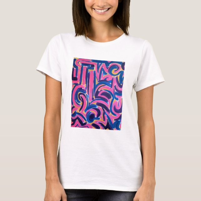 Greffiti-Hand målade Brushstrokes T Shirt (Framsida)