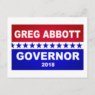 Greg Abbott Texas guvernör 2018 Vykort