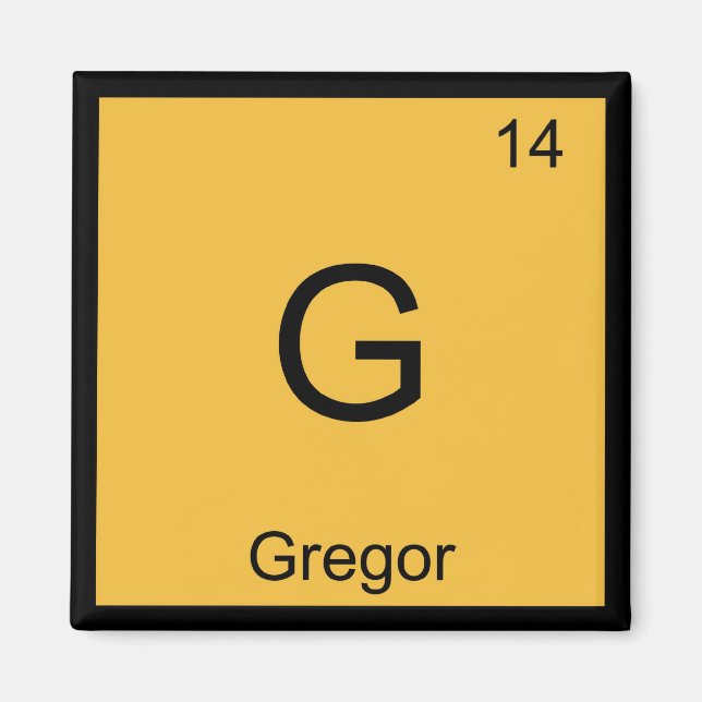 Gregor Namn Kemiskt Element Periodiska Systemet Magnet (Framsidan)