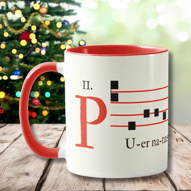 Gregorian Chant Latin Mass jul Medieval Mugg (Celebrate ancient Christmas traditions with our Gregorian Chant Latin Mass two-toned mug!)