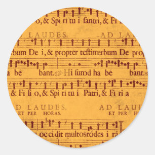 Gregorian ramsamusikställning runt klistermärke