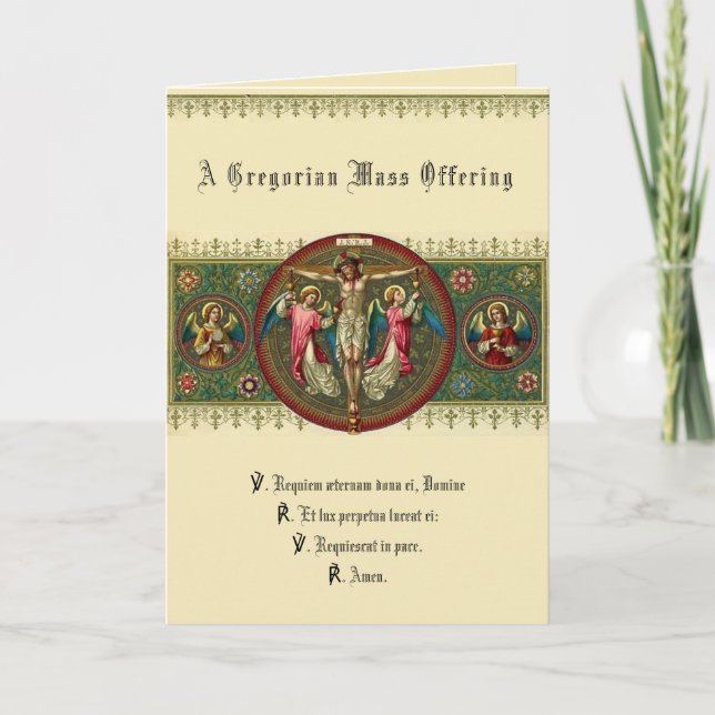 Gregoriansk katolsk Sympatimässa Offer Cross Kort (Framsida)