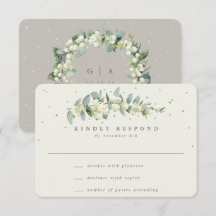 Greige/Cream Snowberry+Eucalyptus Stem Bröllop OSA Kort