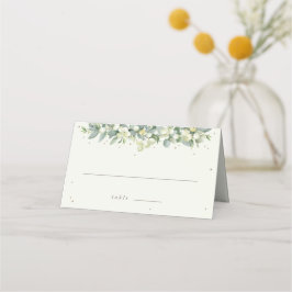 Greige/Crème Snowberry+Eucalyptus Bröllop Placeringskort