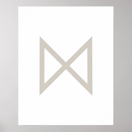 Greige Geometric Dagaz (dag) Viking Rune Poster