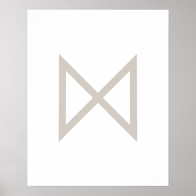Greige Geometric Dagaz (dag) Viking Rune Poster (Framsidan)