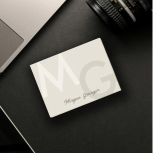 Greige Minimal Clean Modern stort monogram Post-it Block