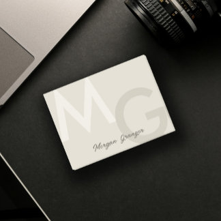 Greige Minimal Clean Modern stort monogram Post-it Block