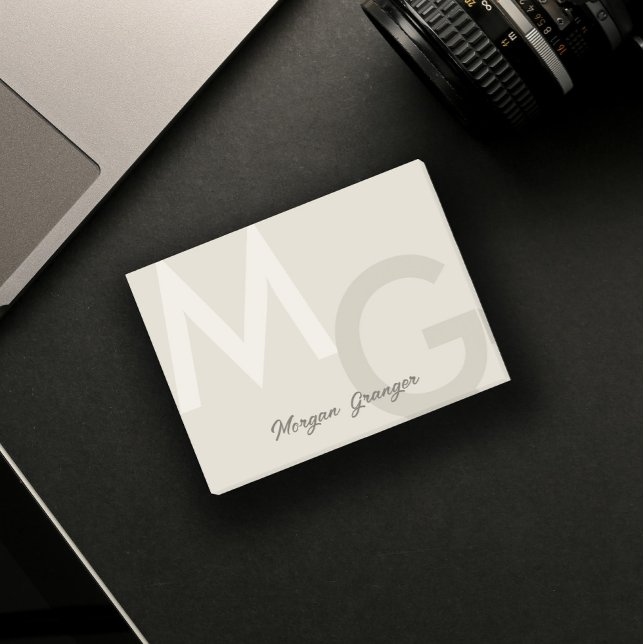 Greige Minimal Clean Modern stort monogram Post-it Block (Skapare uppladdad)