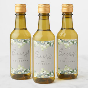 Greige Snowbär+Eukalyptus Sängvätning Mini Vinetikett