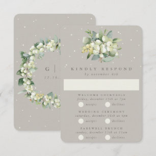 Greige Snowberry+Eucalyptus Bröllop Multi-Event OSA Kort