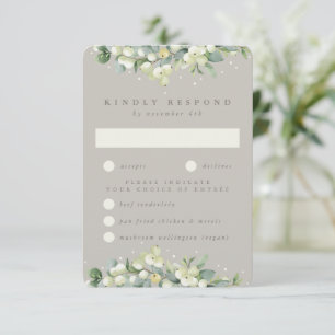 Greige Snowberry+Eucalyptus Edged Bröllop OSA Kort