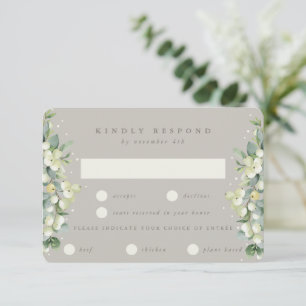 Greige Snowberry+Eucalyptus Edged Winter Wedding OSA Kort
