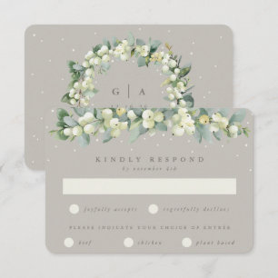 Greige Snowberry+Eucalyptus Garland Winter Wedding OSA Kort