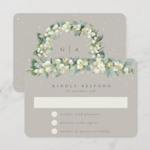 Greige Snowberry+Eucalyptus Garland Winter Wedding OSA Kort