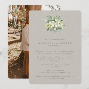 Greige Snowberry+Eucalyptus Reception Photo Inbjudningar