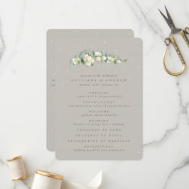 Greige Snowberry+Eucalyptus Stem Winter Wedding Program