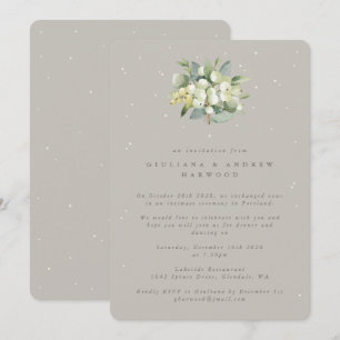 Greige Snowberry+Eucalyptus Wedding Reception Inbjudningar