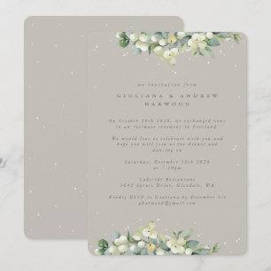 Greige Snowberry+Eucalyptus Wedding Reception Inbjudningar