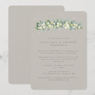 Greige Snowberry+Eucalyptus Wedding Reception Inbjudningar