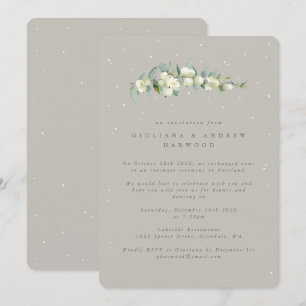 Greige Snowberry+Eucalyptus Wedding Reception Inbjudningar