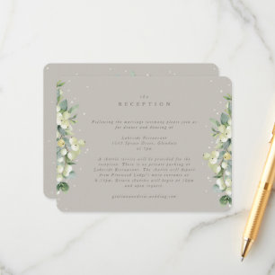 Greige Snowberry+Eucalyptus Wedding Reception Tilläggskort