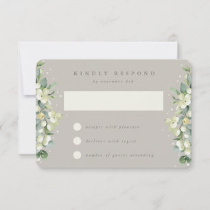 Greige Snowberry+Eucalyptus Winter Wedding OSA Kort