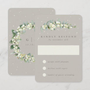Greige Snowberry+Eucalyptus Winter Wedding OSA Kort