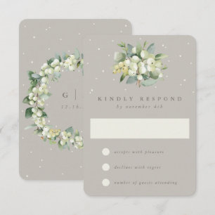 Greige Snowberry+Eucalyptus Winter Wedding OSA Kort