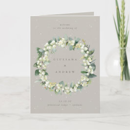 Greige Snowberry+Eucalyptus Winter Wedding Program