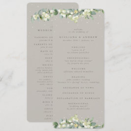 Greige Snowberry+Eucalyptus Winter Wedding Program