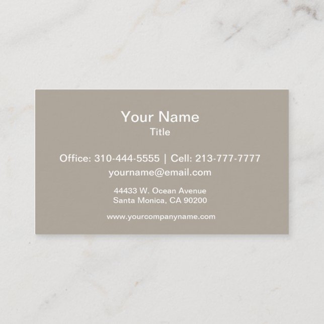 Greige Solid Färg anpassar den Visitkort (Baksida)