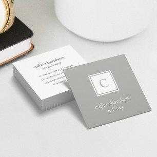 Greige Taupe Monogram Fyrkantigt Visitkort