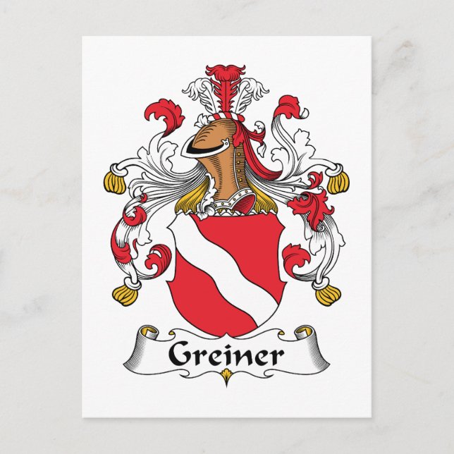 Greiner Family Crest Vykort (Framsida)