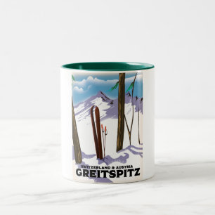 Greitspitz Schweiz & Austria Ski poster Två-Tonad Mugg