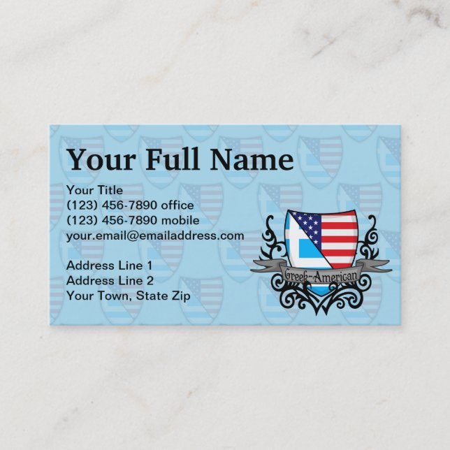 Grek-Amerikanen skyddar flagga Visitkort (Framsida)